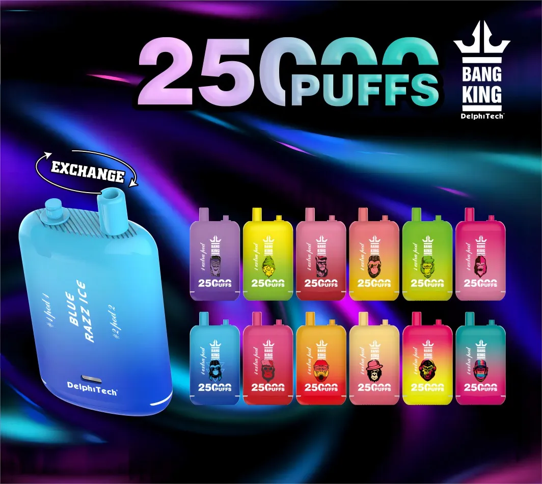 Bang King 25000 25K Puffs Djeńskie Vape E-papierosy Vapes urządzenie elektroniczne Prefillowane Vape vs Puff 25000 9K 7000 9000 12K 10000 Puff 15K 18000 18K 20000 20K Razz Bar Bar