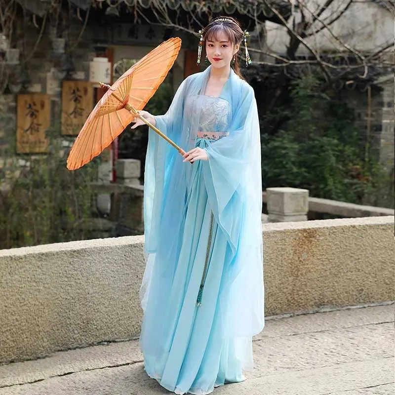 Abbigliamento etnico di grandi dimensioni Hanfu in stile cinese abbigliamento tradizionale di tang dynasty costumi di danza folk cosplay abito fata da donna abito estivo