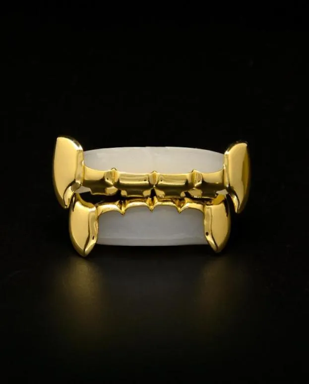 Denti Grillz Set di gioielli hip hop di alta qualità hip hop zanne in argento in oro rosa grills4914579