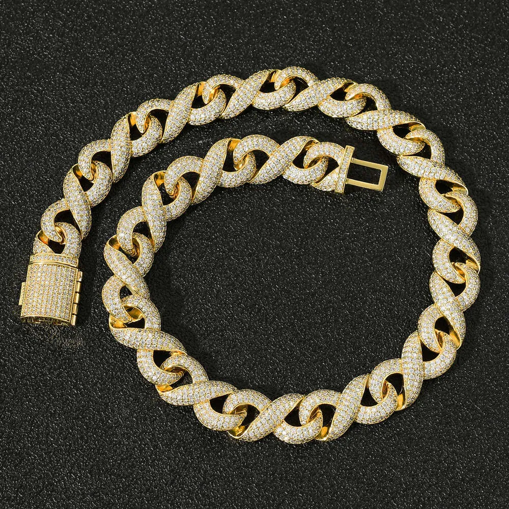 Collane a sospensione gioielli a 8 caratteri a catena cubana catena autentica oro elettroplatante micro intarsia