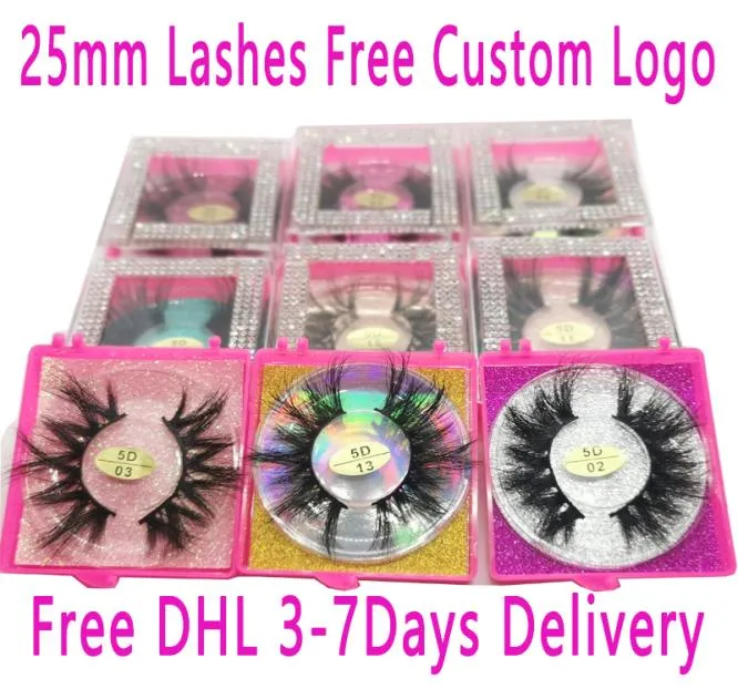 25mm Mink Lash Vendor 3D 100 Minkhair False Eyelashes Dramatiska långa wispies fluffiga ögonfrans full remsor Lissar Förlängning Makeup till6844550