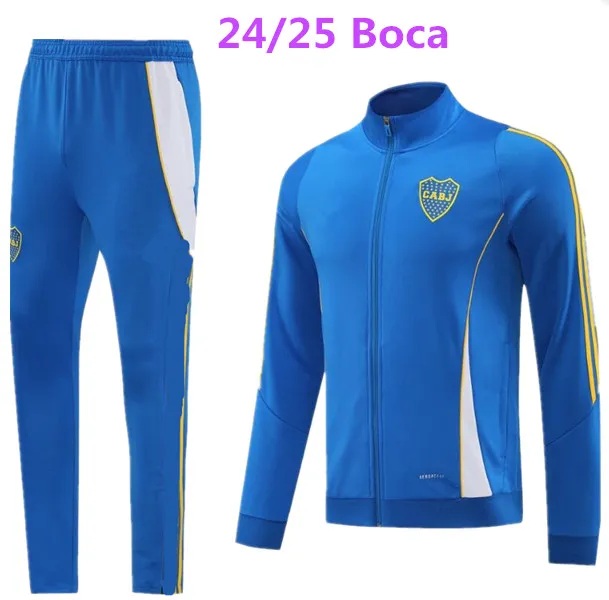 24 25 Boca Juniors adult Tracksuit jacket long zipper Men's Soccer Jacket Set, Long Sleeve Football Training Suit, MARADONA TEVEZ DE ROSSI training suit