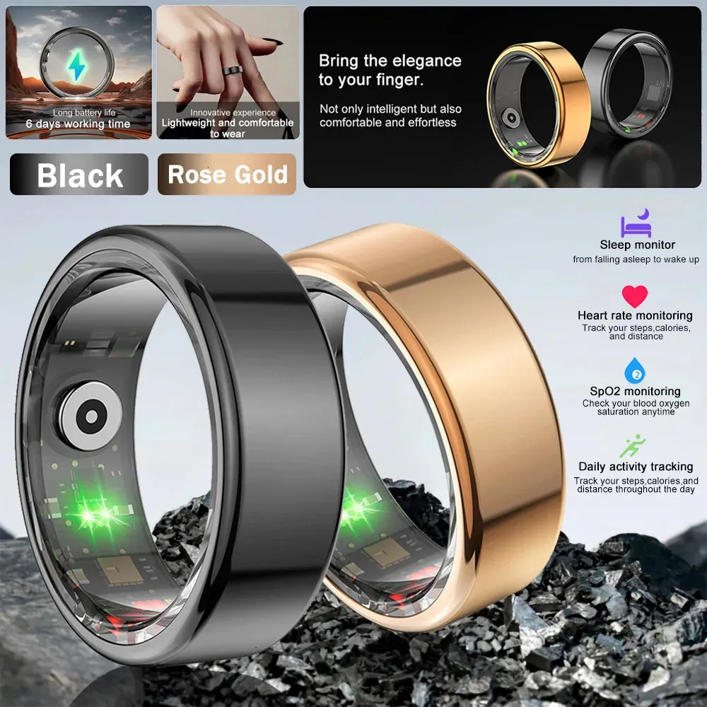 2024 R02 SMART RING Multifunctionele stap Gezondheid Tracker Hartslag Hartslag Bloem Zuurstofmonitor Waterdichte mannen Vrouwen Slaap Fitness 240423