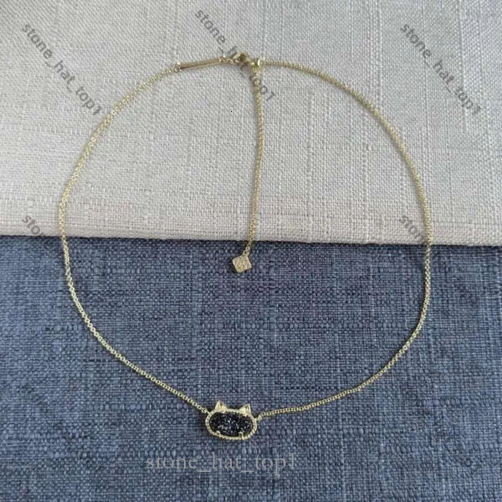 Hänge kendrascott halsband designer smycken halsband för kvinnor kendrascott elisa mode geometriska ovala små svarta kattörar cool kristalltand krage 7618