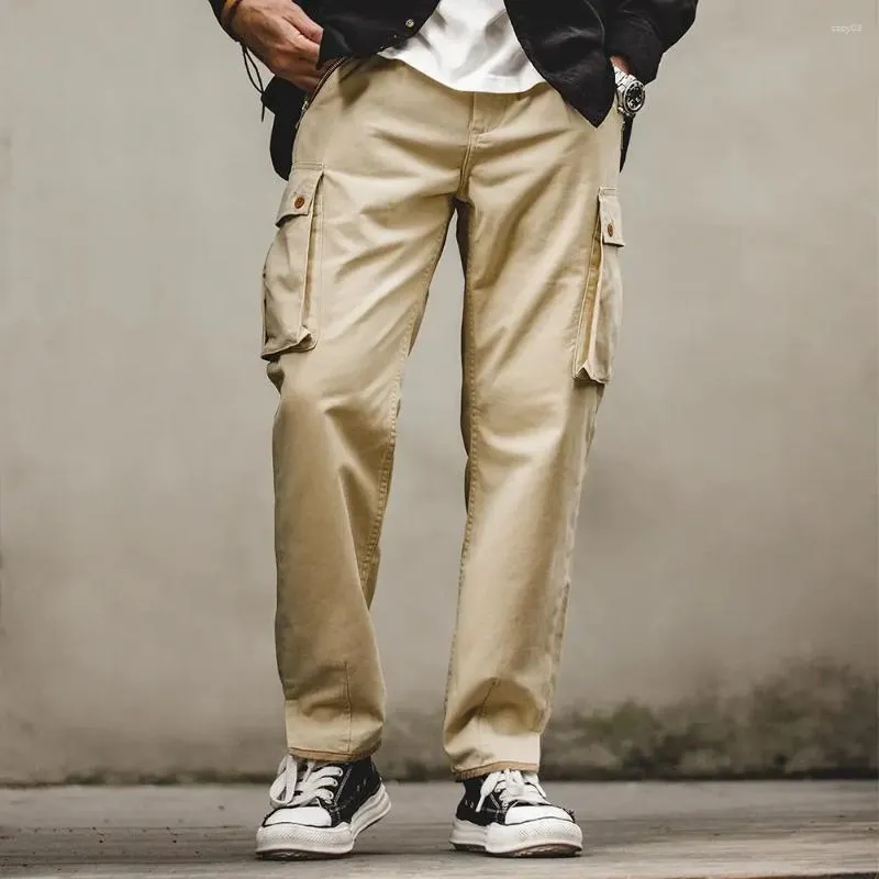 Pantalon masculin Madden American Vintage Khaki Mountain lavé Mid Taies Ligne droite Casual Casual Trendy