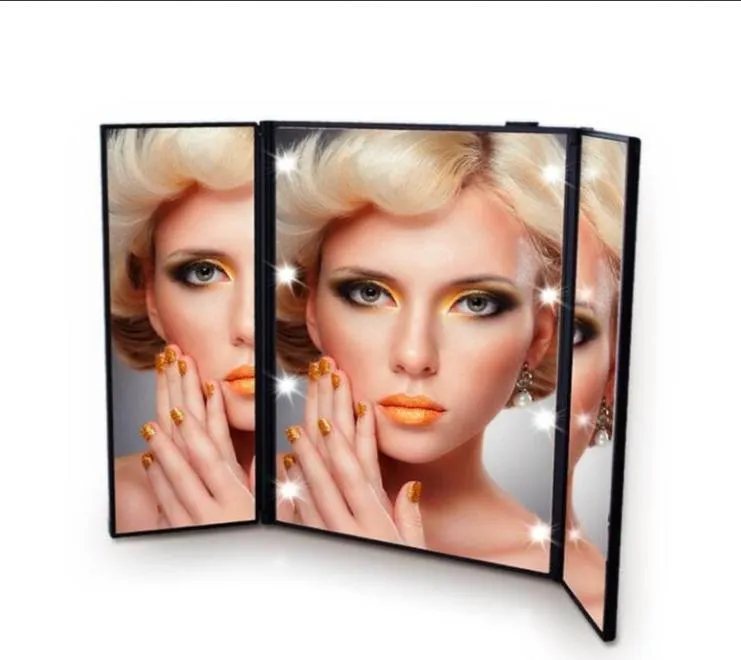 Miroir de maquillage LED pliable à l'intérieur de batterie minimable pliable pliant outil cosmétique compact avec emballage de vente au détail 5320699