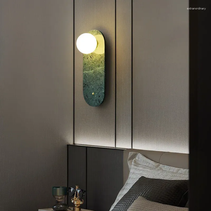 Lampade a parete Nordic Ins Style Lamps LED G9 All Marble di rame per la camera da letto del ristorante Moderna illuminazione a corridoio interno contratto