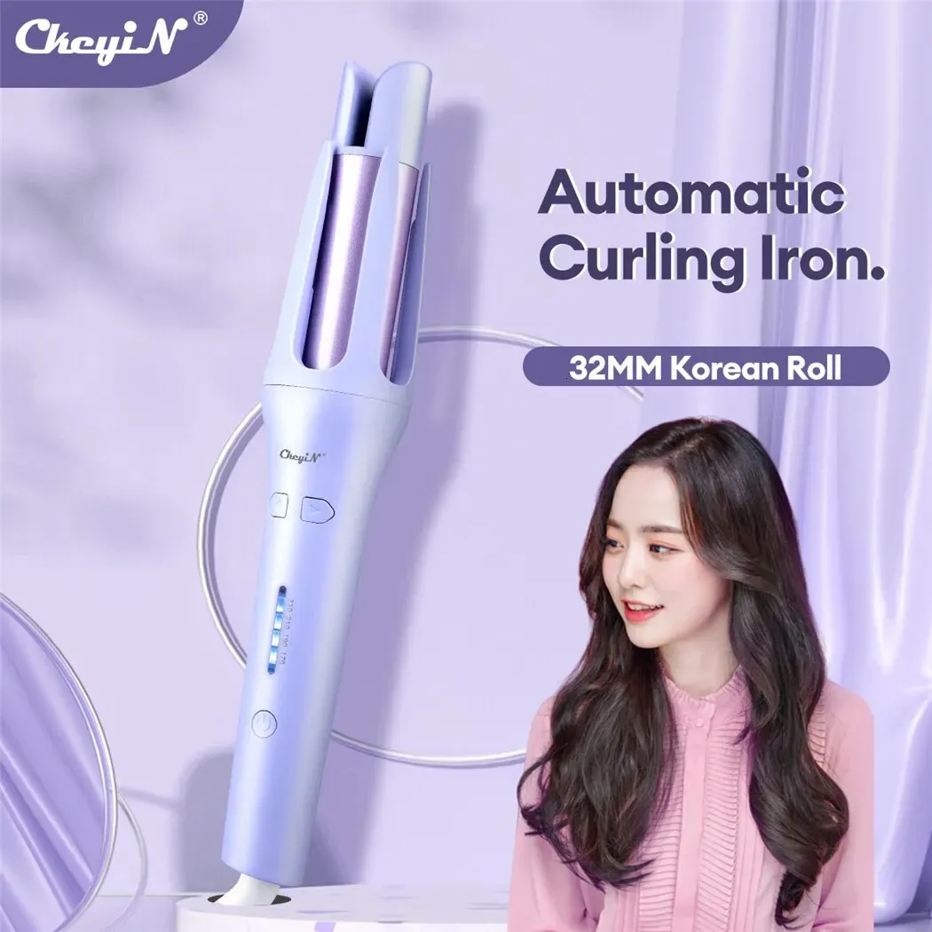 Ckeyin Automatic Hair Curler 32mm Auto Rotating Ceramic Roller Professional Curling Iron Wand Waver 240423