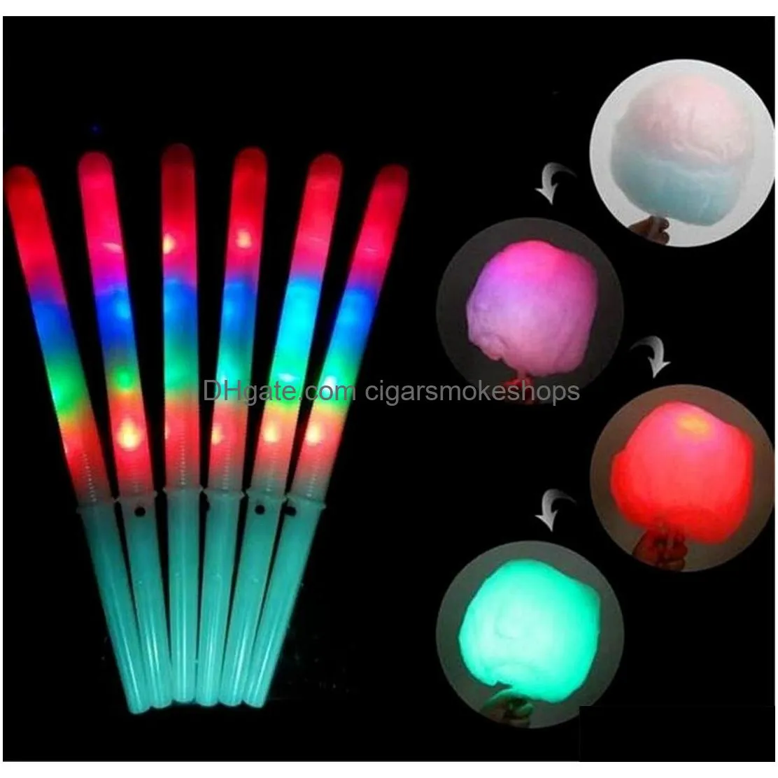 Favor de la fiesta Nuevo 28x1.75 cm Colorf LED Light Stick Flash Glow Algody Candy Flashing Cono para conciertos vocales Fiestas nocturnas Entrega DHE27