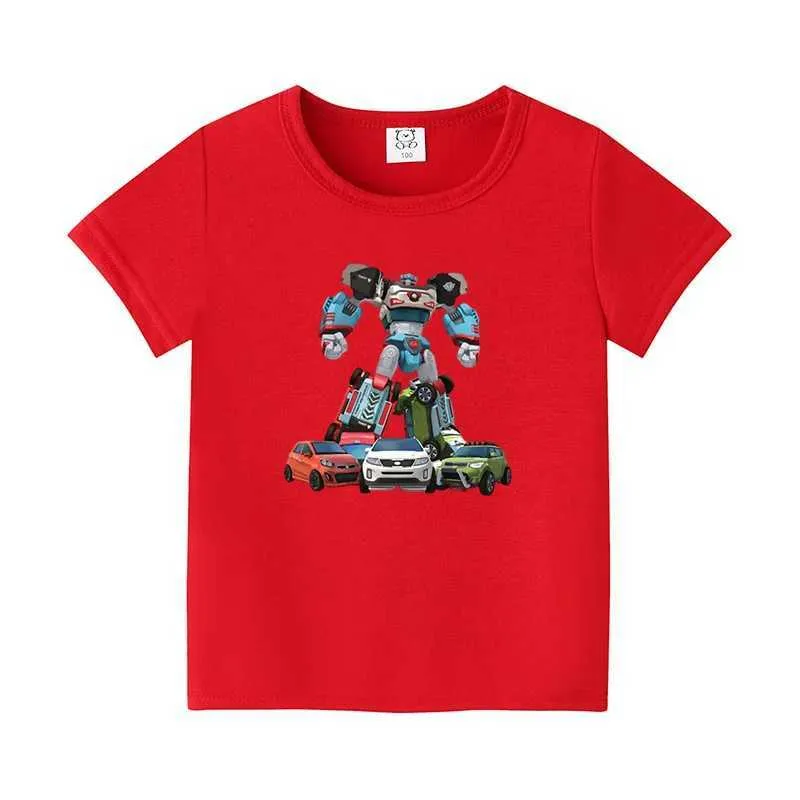 TシャツトボットエボリューショントランストランスロボットカープリントチルドレンTシャツ女の子服漫画の男の子と女の子のTシャツ夏の子供Topsl2404