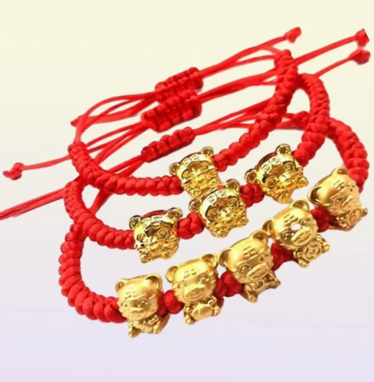 Charm Bracelets Mascot Five fortunes Tiger Red String Bracelet 2022 Año chino Trae riqueza Auxidad buena bendición71177123352133