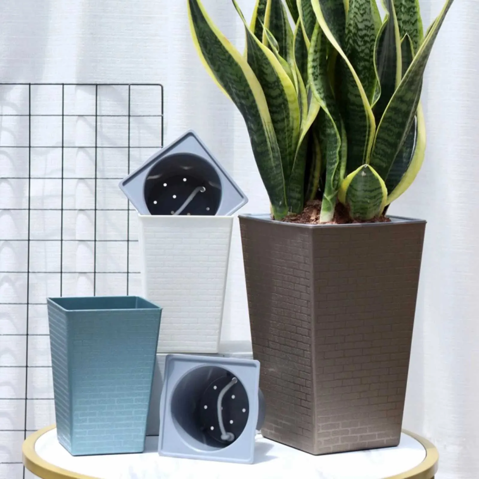 Piantatrici vaso di piante decorative con fori di drenaggio per piante per la casa forniture per giardini brodo Q240429
