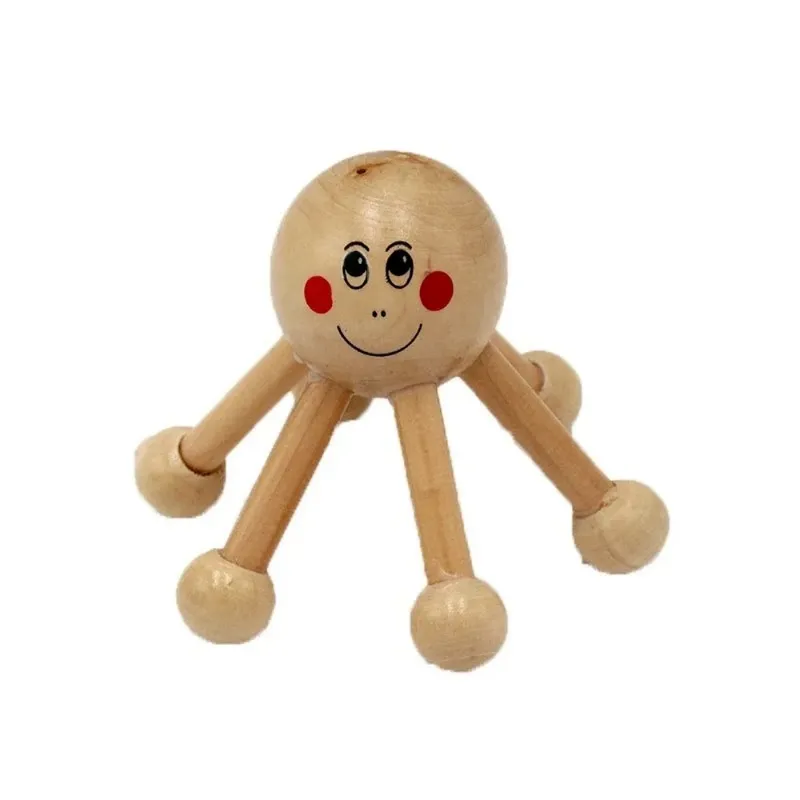 Sale Mini Six Legs Smilesing Face Wooden Massager Portable Anti Cellulite Scalp Roller