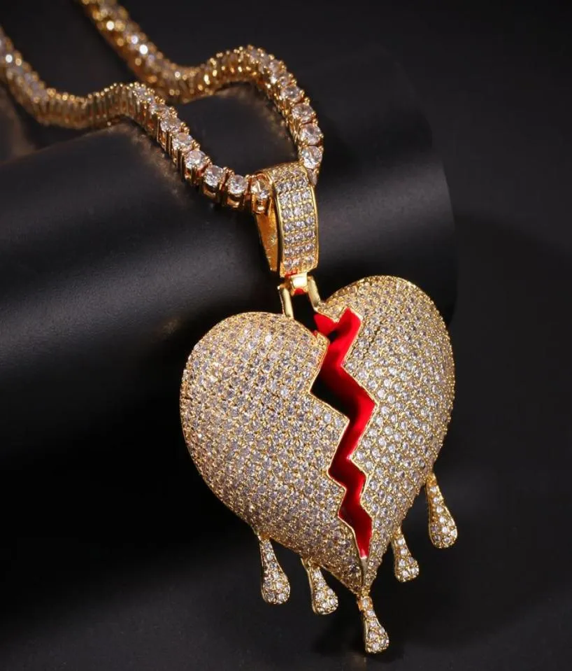 ECED OUT DRIP HEARTEN Halskette Anhänger mit Seilkette Gold Silber Farbe Kubikzirkon Hip Hop Schmuck 6815527