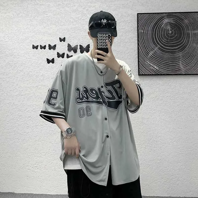 Men's T-Shirts Baseball mens and womens shirt Y2k street clothing hip-hop short sleeved half sleeved shirt 2023 summer street retro printed Korean version topL2403