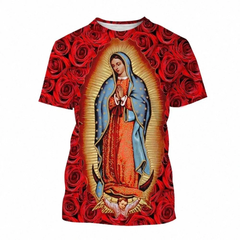 Herren T-Shirts 2022 Neues Sommer Fi 3D T-Shirt BLUDE Jungfrau Maria Jesus Print Glaube Liebe Hoffnung Männer/Frauen