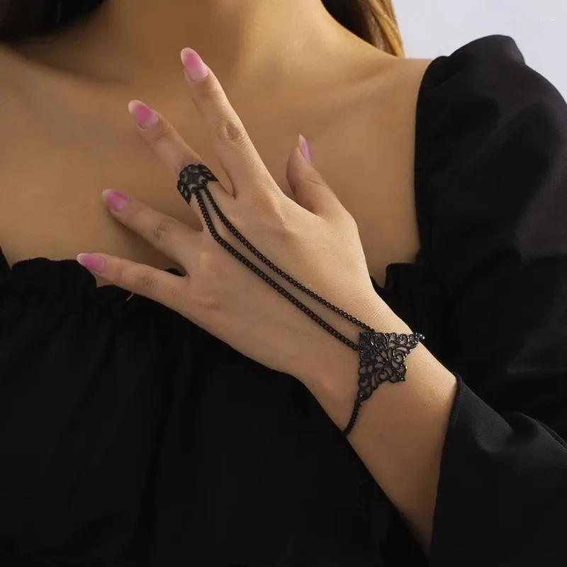 Link armbanden Creatieve vintage vingerpolsketens Ringen voor vrouwen danser Charme verbinden handharnas armband esthetische sieraden