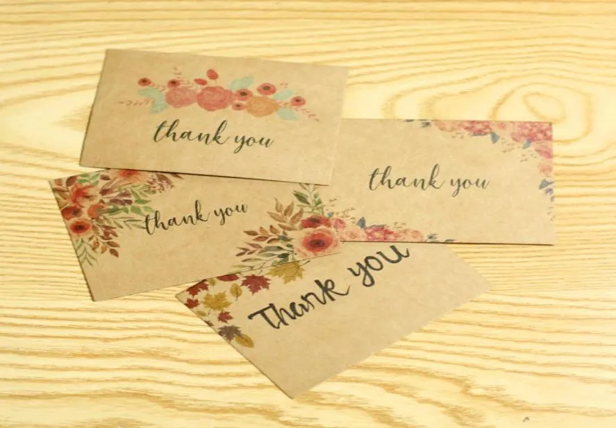 Kraft kağıt tek sayfa teşekkür ederim kart mesajı tebrik kartları düğün doğum günü partisi çiçek dükkanı zarf olmadan1089094