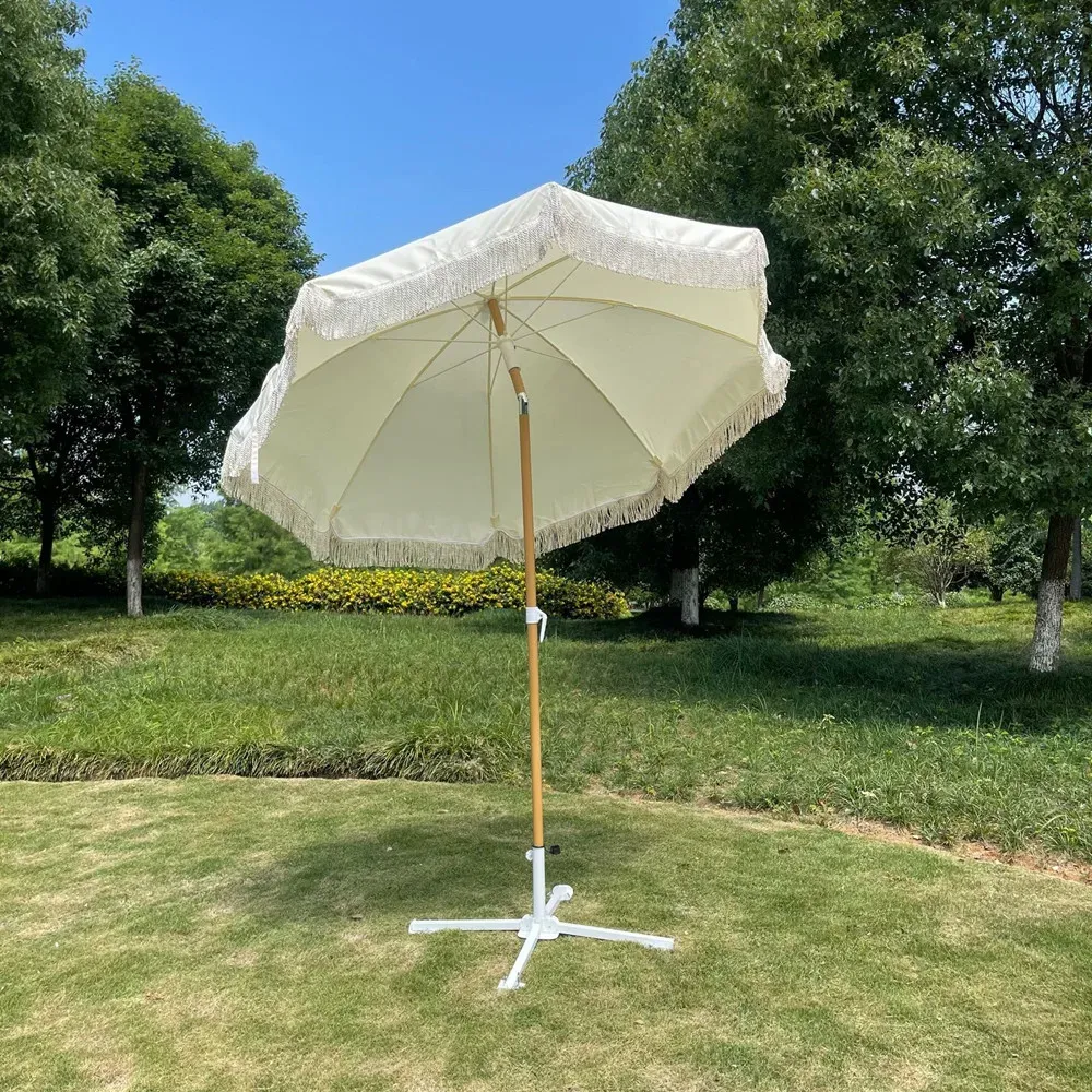 Dekorasyonlar Açık plaj saçak şemsiyesi taban vintage bohem güneş koruma parasol veranda bahçe bahçe havuzu plaj düğmesi eğik güneşlikler
