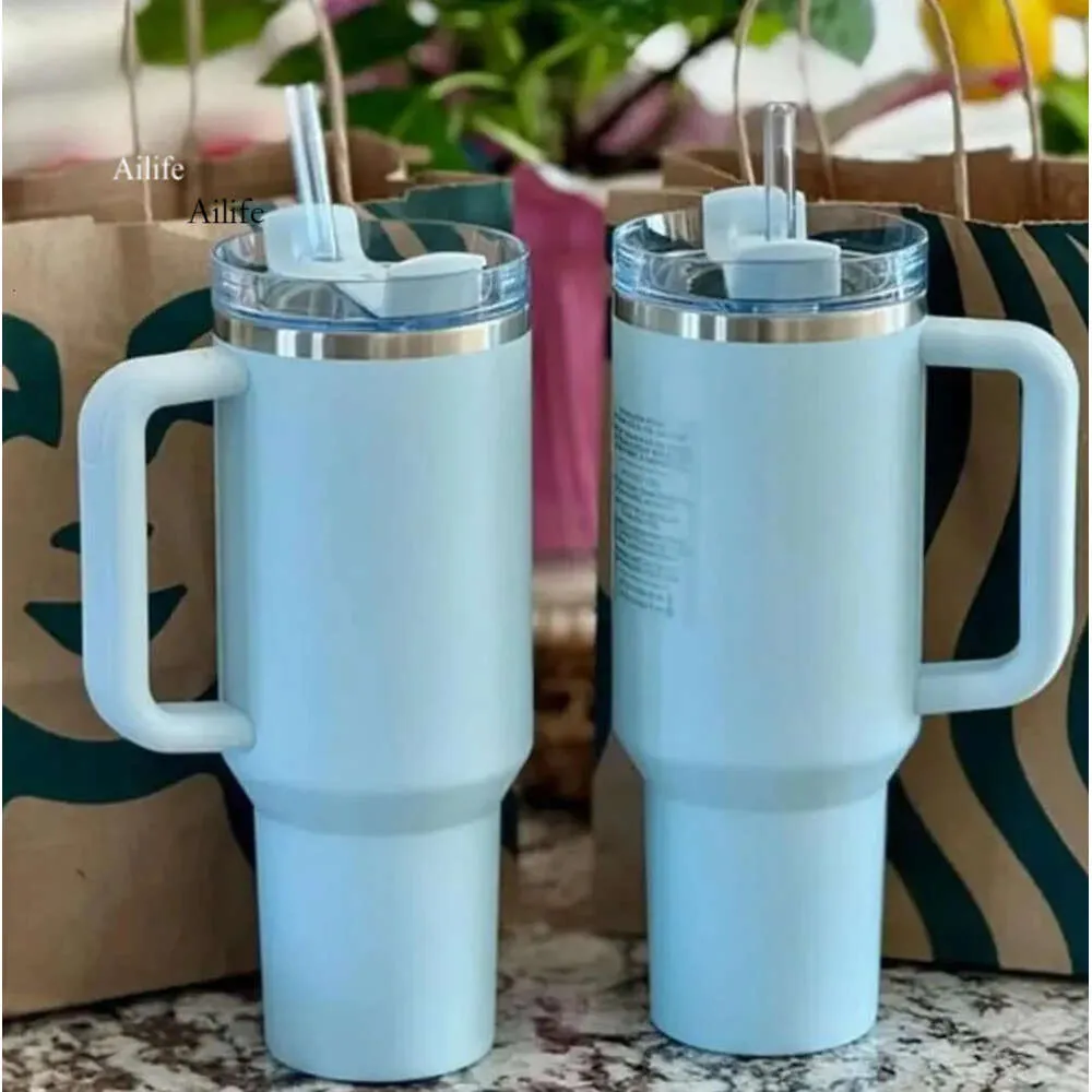 US Stock THE QUENCHER H2.0 Winter Pink Spring Blue TUMBLER 40 OZ 4 HOT 7 COLD 20 HRS ICED Cups 304 Swig Wine Portable Cup Flamingo i0430