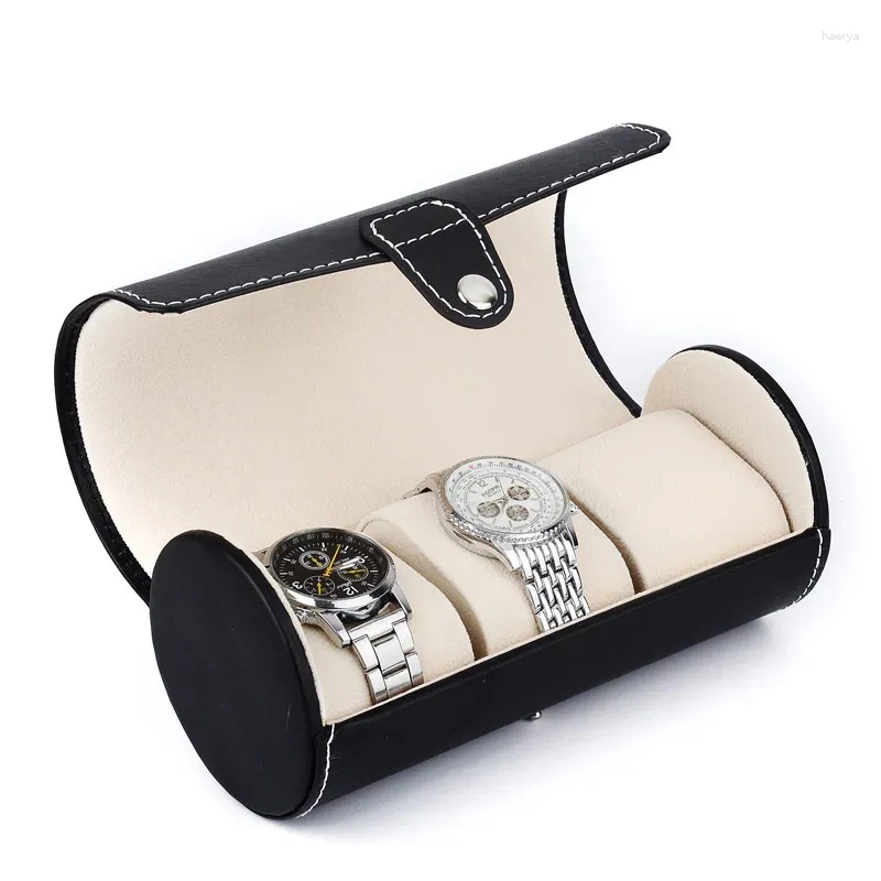 Opbergtassen lederen reisthorloge organisator horloges houder lederen roll pouch sieraden doos 3-slots cadeau