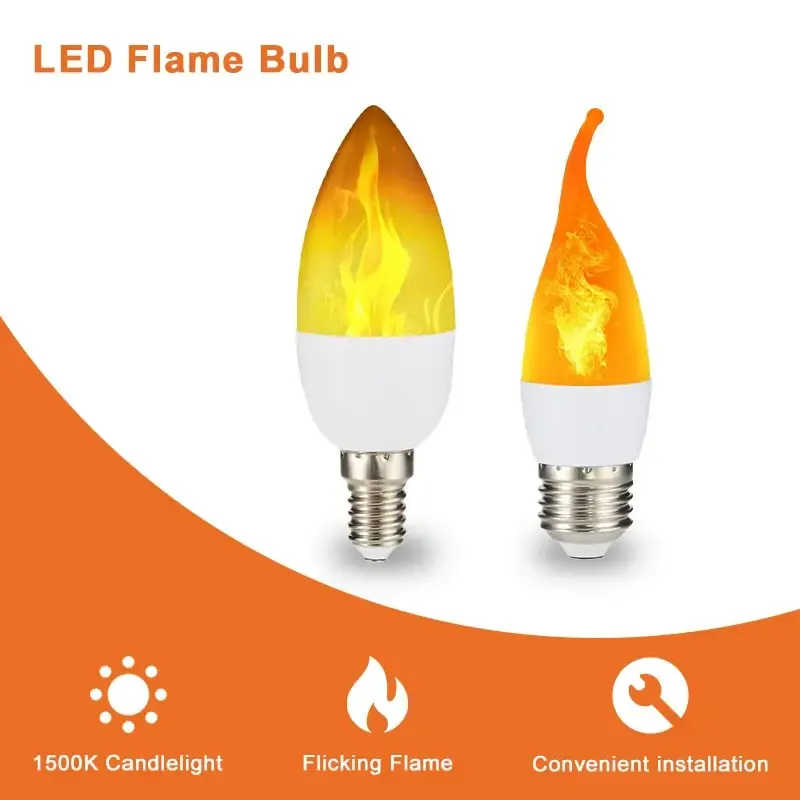 Decorações E14/E27 Lâmpadas de chama LED lâmpadas 4 modos Party LED Flame Effect Simulação Luzes de incêndio Lâmpada de bulbo Decoração Lâmpada Lâmpada