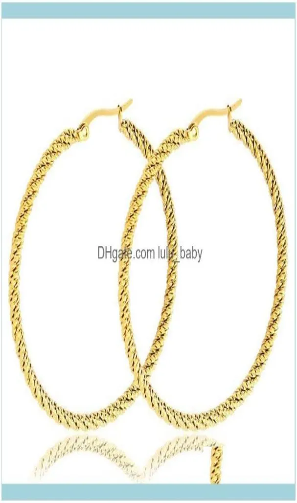 Jewelrymxgxfam Titanium Steel Rope Circle Hoop Earrings Jewelry For Women Fashion 3 Size Choices 4 Gold Color Hie Drop Delivery 4414269