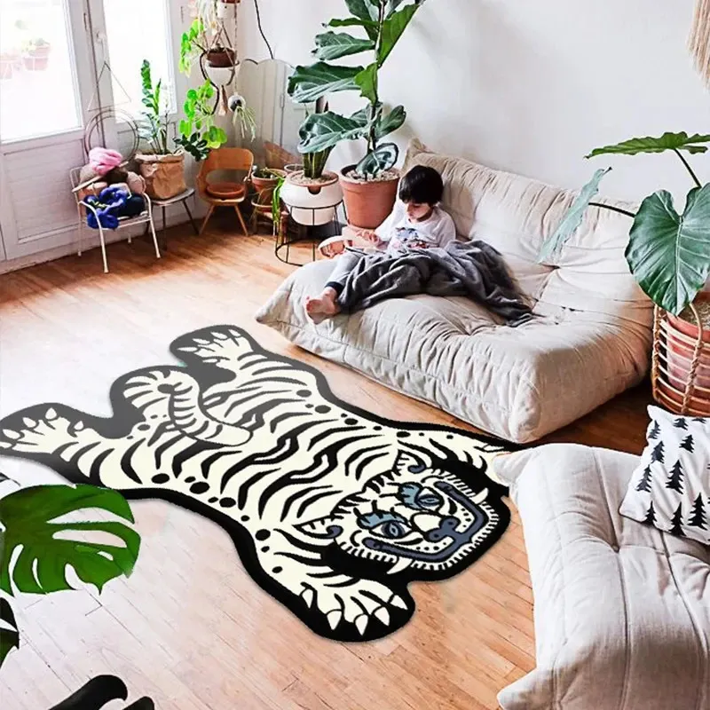 Tapijt voor woonkamer schattige cartoon tijger grote ruimte kinderen slaapkamer bedruimte tapijt huisdecoratie gang mat 240423