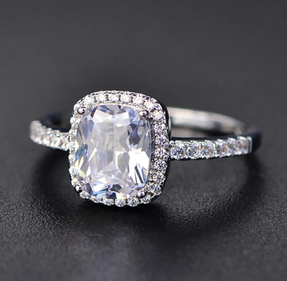 925 Sterling Silver Moissanite Certified Diamond Wedding Ring For Women Engagement Square Gekleurde Gemstone Zirkon Fashion Rings3599391