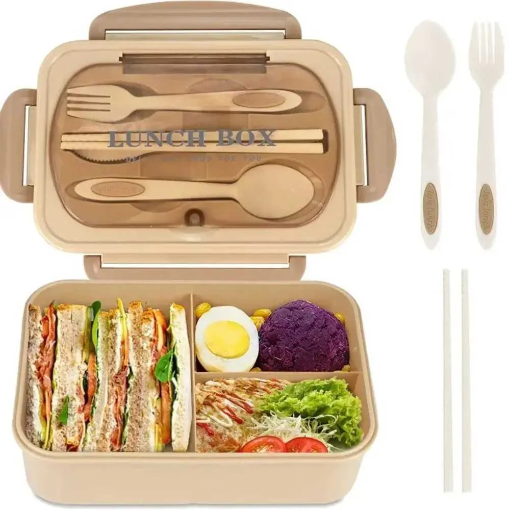 Bento Boxes Lunchbox mit Schreibtisch quadratisch Split Microwave Lunch Lecksof Food Container Picknick und Q240427