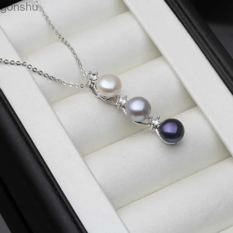 Hanger kettingen 2024 Fashionable Danshui Natural Black Pearl hanger voor vrouwen bruiloft Wit 925 Sterling zilveren ketting Exquise JewelryWx