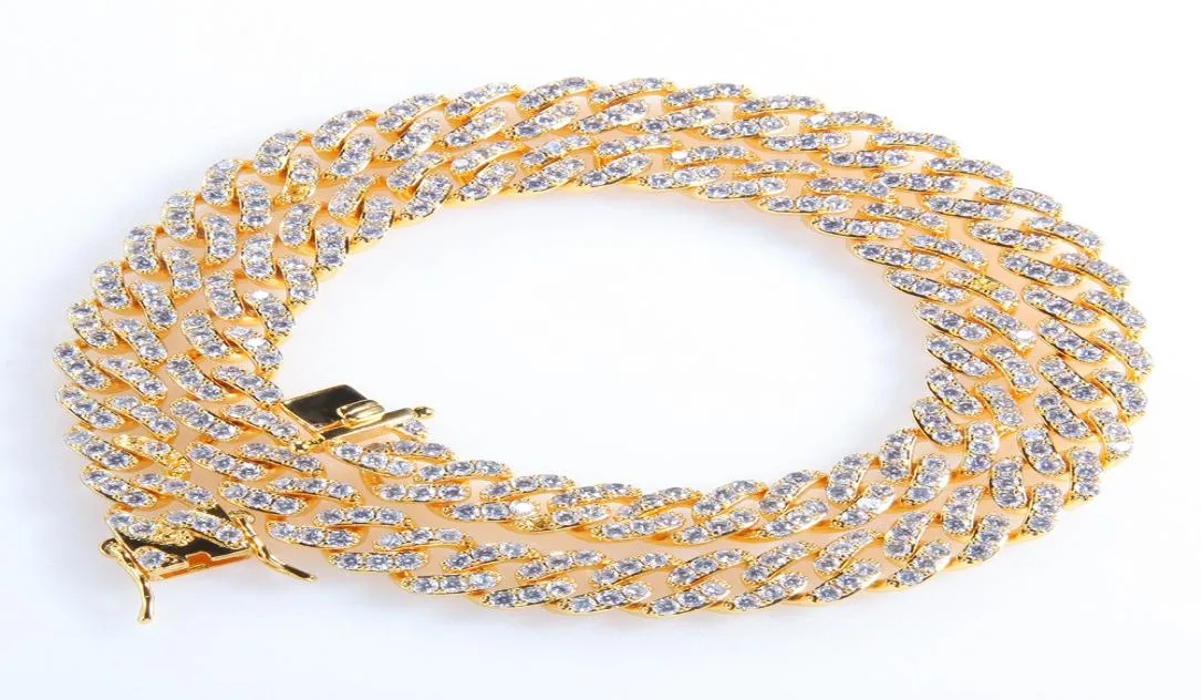 8 mm cz Diamond lodowane naszyjniki tenisowe Hip Hop Bling Fashion Gold Silver Miami Cuban Link łańcuch męski 4140406