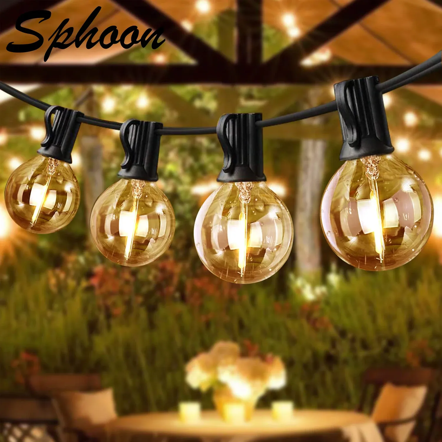 Décorations Sphoon 15m 20m Connectable LED String Light E12 Base G40 IP44 étanche Dimmable Garland Garden Mariage Fairy Lights Home Decor