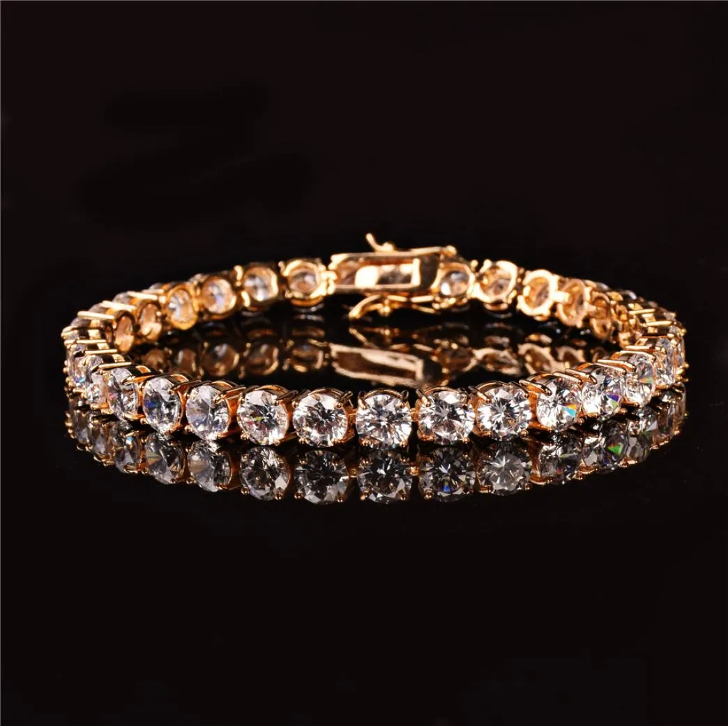 Bracelet à la chaîne de tennis glacée Bracelet en argent Gold Bracelet Bracelets Hip Hop Bijoux 345 mm 78inch3173723