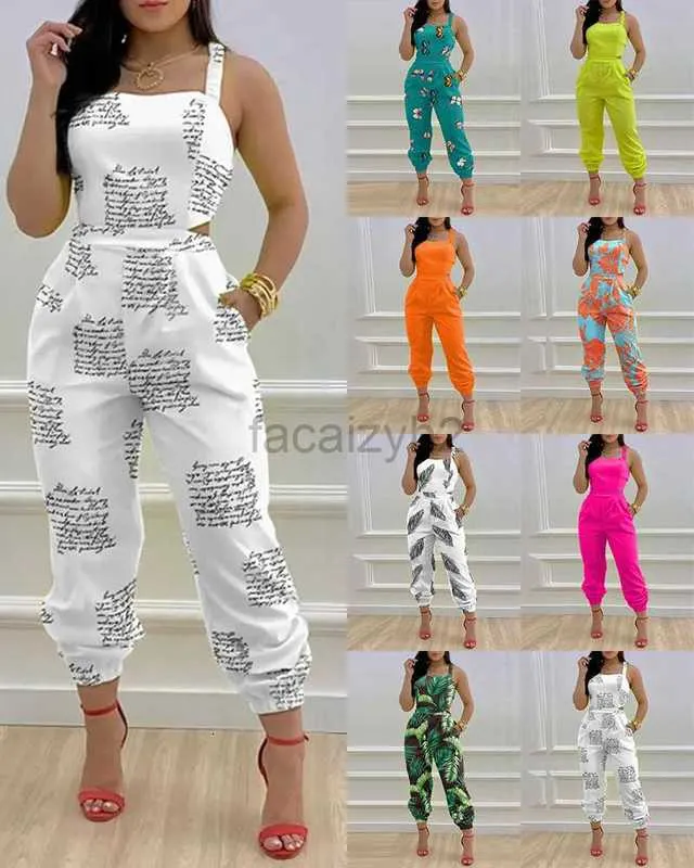 Pantalones de diseñador de Jumpsuits Women's New Fashion Strap estampados de una pieza para mujeres