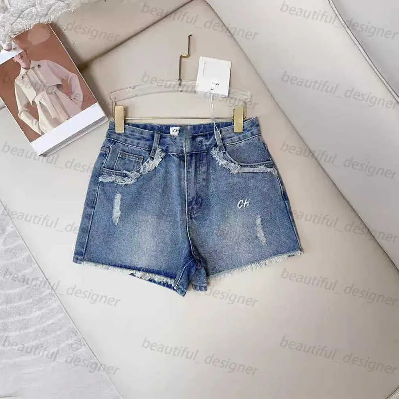 Designer women's jeans Early spring new casual original style fashion letter embroidery high waisted pure cotton distressed denim shorts