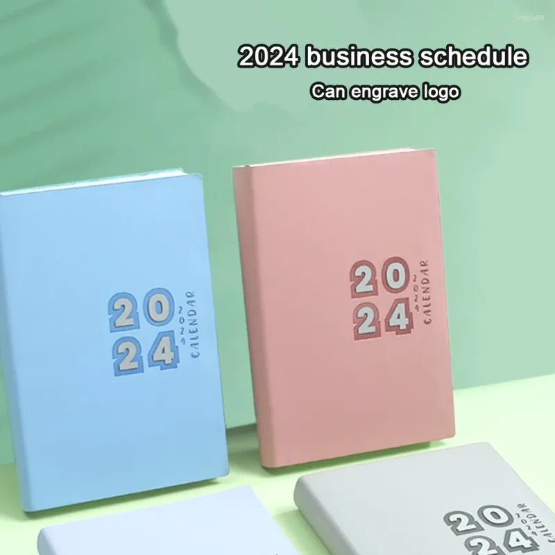 (Kan gravera logotyp) 2024 förtjockad studenttidsplanerare schemalägg bokbok Business Notepad 365-dagars daglig memo anteckningsbok