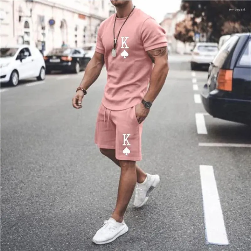 Herrspårsfall conunto camiseta manga corta con estampado 3d spa king para hombre pantalones cortos portivos trajes 2 piezas ropa hamn