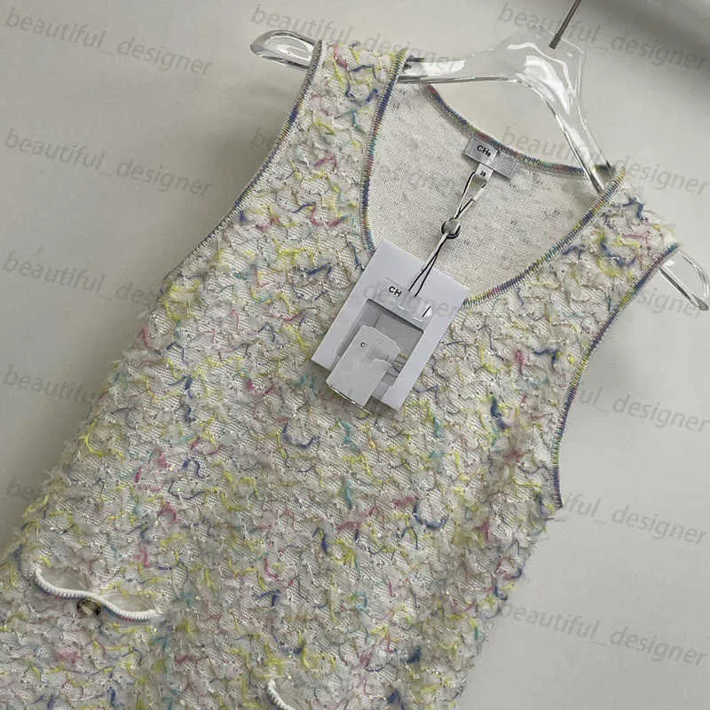 Designer Kvinnors avslappnad klänning Spring/Summer New Style Minimalist Style Heavy Industry Sequin Neck Loose Kort ärmlös klänning