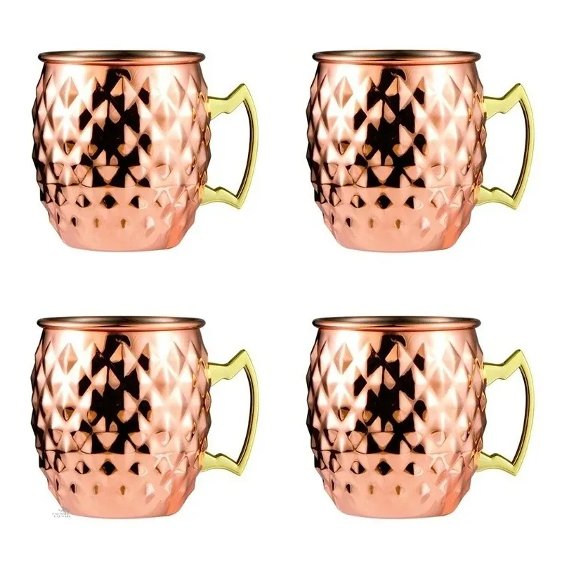 Stelt 4 stks 550 ml Net Moskou Mule koperen mokken metalen mug cup roestvrijstalen bierwijn Koffie beker bargereedschap