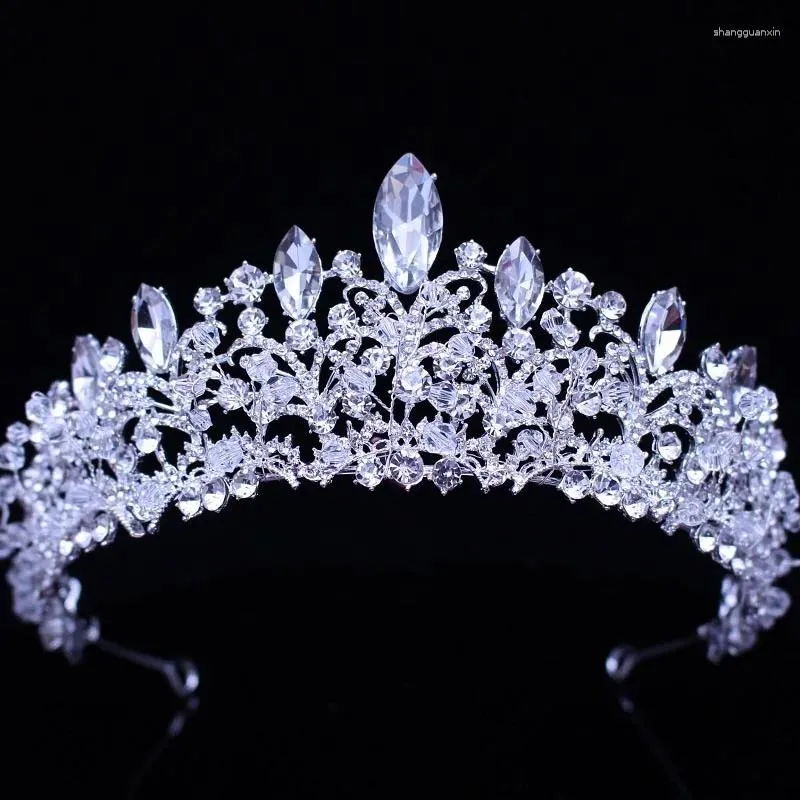 Hårklipp Brudens Crown Handgjorda Alloy Rhinestone Crystal Pearl Bridal Headdress Wedding Bridesmaid's Female Accessorie