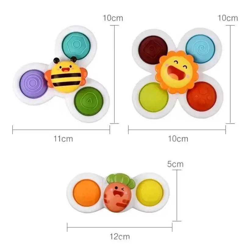 Hooku 3 Pcs Suction Cup Spinner Toys, Suction Cup Toys For Babies, Spinning Toys For Toddlers 1