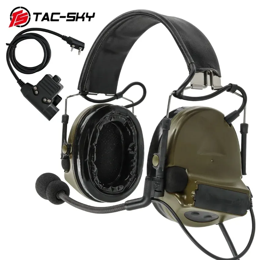 Oortelefoons tacsky tactische headset COMTAC II Elektronische schietgeluiden annulering ophalen gehoorbeveiliging beschermende headset + u94 ptt