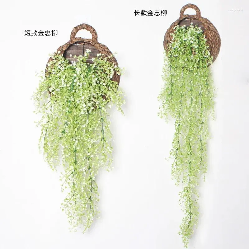 Decorative Flowers 115cm Golden Bell Willow Wall Hanging Simulation Plant Decoration Basket Orchid Vine Plastic Artificial Flower