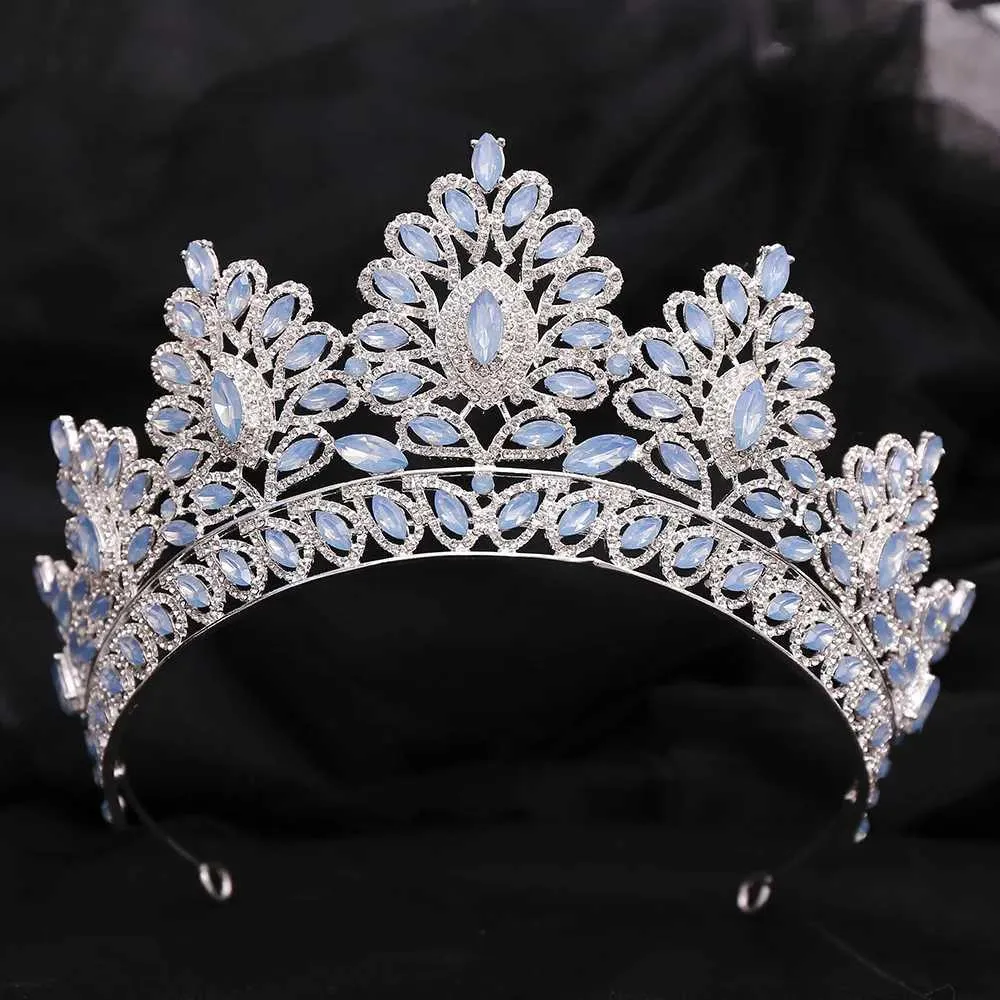 Tiaras 12 colores nuevos princesa barroca ópalo cristal tiara corona elegante reina tiara fiesta de boda accesorios de vestir para el vestido joyería