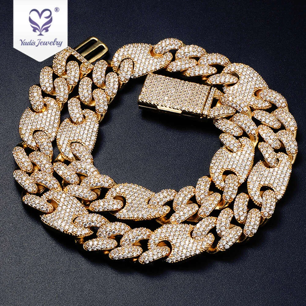 Yadis Custom Hiphop 14k 18k Gold Plated 925 Sliver Jewelry Mens Necklace Moissanite Cuban Link Chain