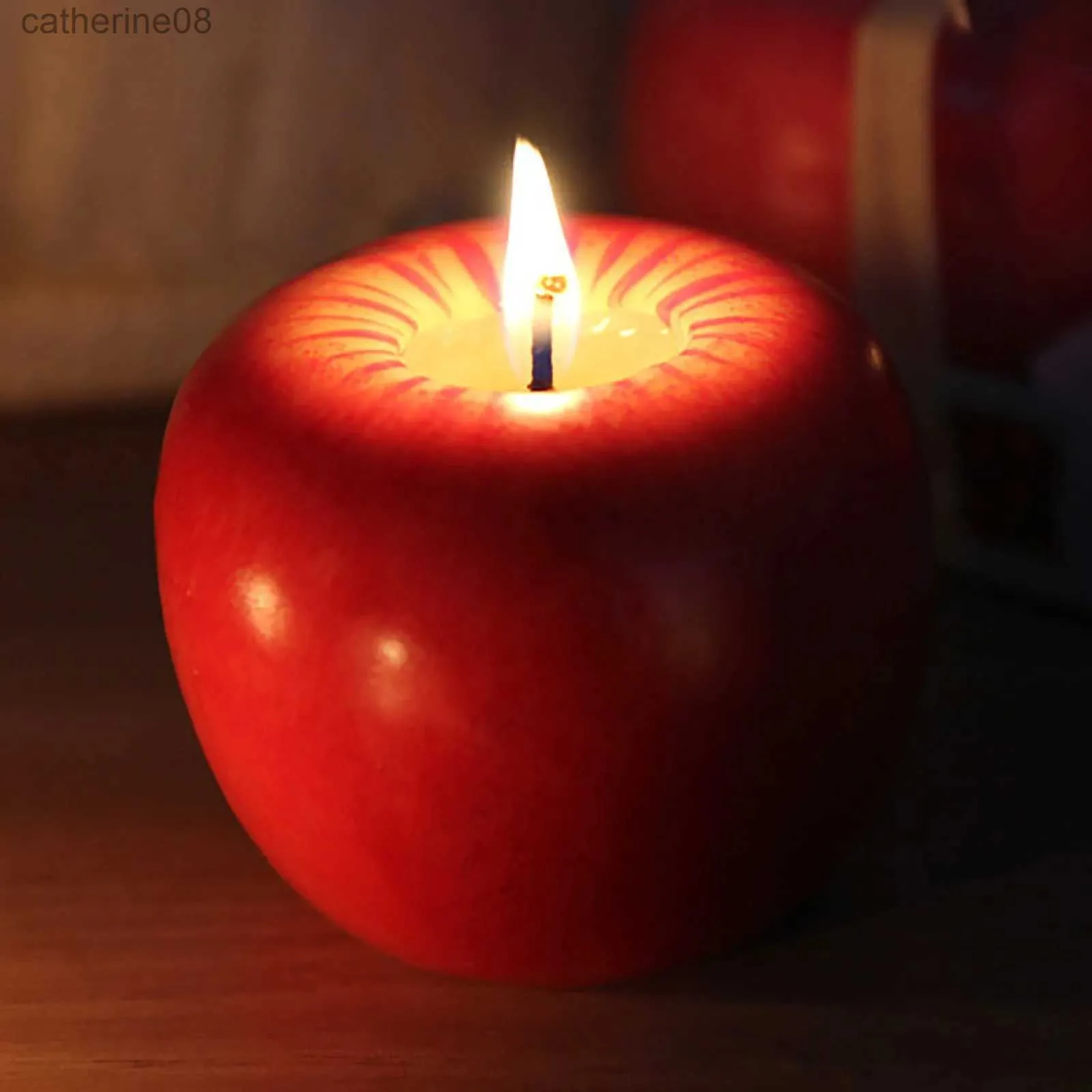 Velas forma de manzana artificial topeador de frutas velas perfumadas de soja decoraciones navideñas decoración de la vela de la víspera d240429