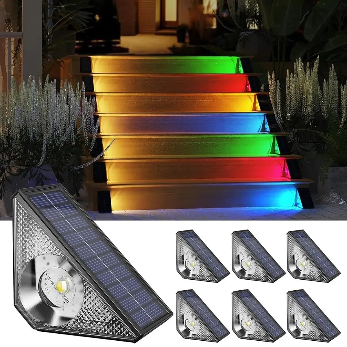 Decoraties Zonne -lichten Outdoor Warm+RGB Solar Trap Licht Decoratief voor Garden Waterdichte Solar Powered LED Buitenverlichting Hek Licht