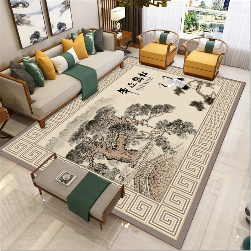 Chinesischer Stil Wohnzimmer Tee Tisch Kristall Samt Teppich traditionelle klassische alte Zen -Studie Schlafzimmer B 240424