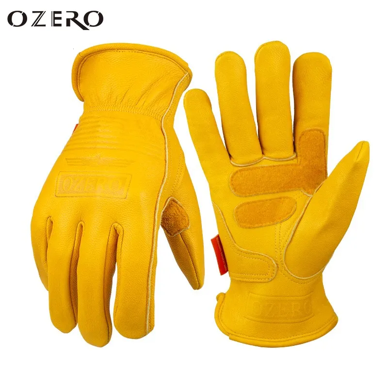 Decoraties Ozero Motorfiets Rijhandschoenen Geel werk Werktuin Schapenvacht Leerplek Lassen Beschermende handschoenen voor mannen 5011